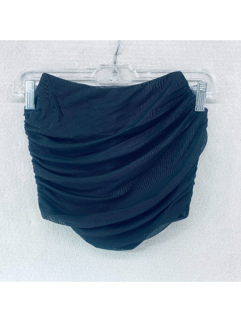 Womens Bustier Top S Black Ruched Strapless Crop Whimsy Goth